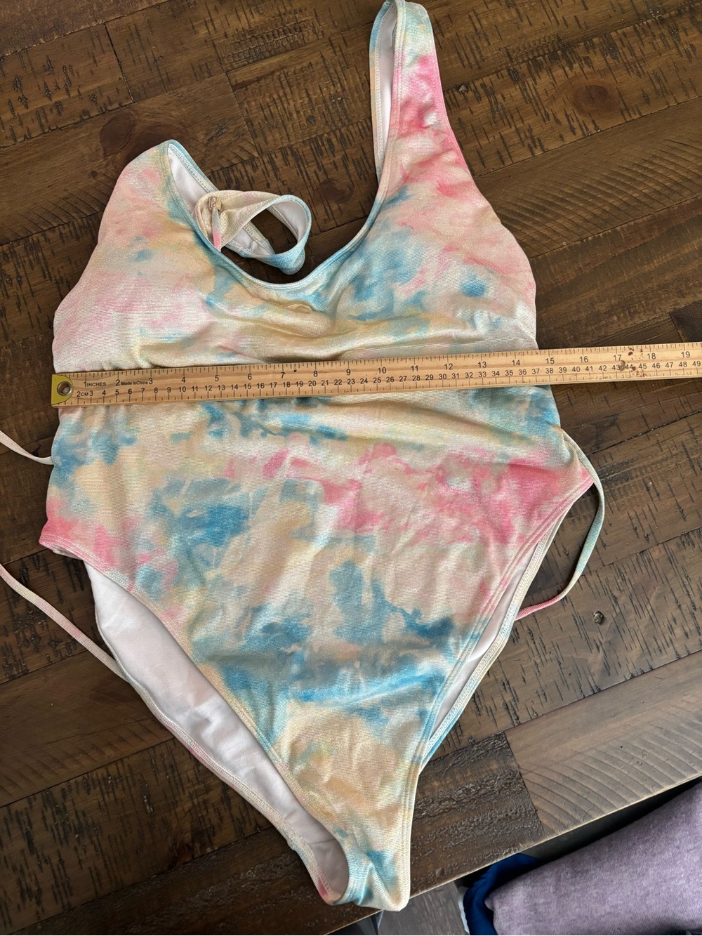 Women’s Tie-Dye One-Piece Swimsuit in Pastel Pink & Blue #9